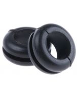 HellermannTyton HV Round PVC Cable Grommet max. cable dia. 6mm Black 8mm panel hole diameter